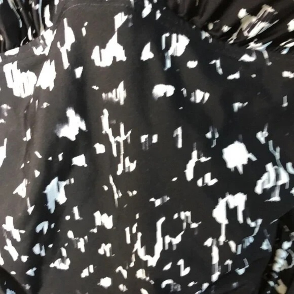 DKNY Women Large Black White Ruffle Neck One Piece‎ Swimsuit Abstract Dot New - Picture 5 of 16